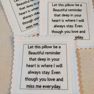 Memorial Pillow Patch: Handmade Fabric Sew-On Memory Quote (4x4 Inch)