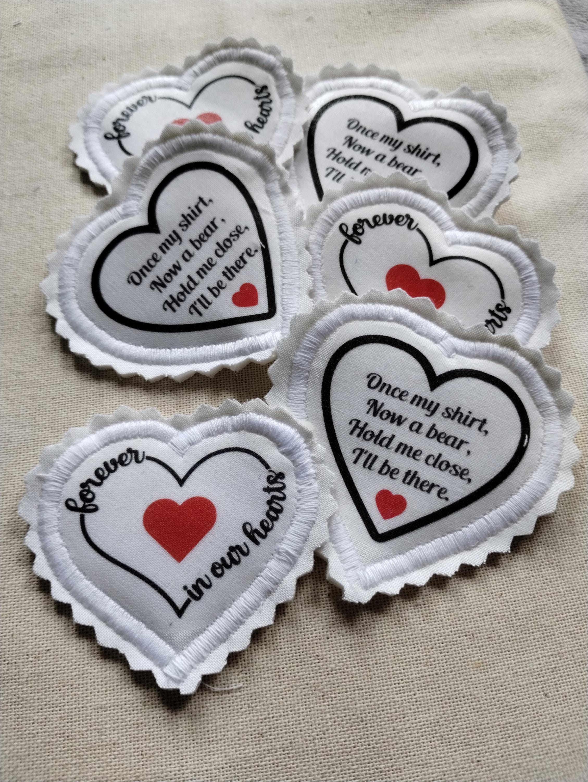 Memorial Fabric Patch: "Once my shirt, Now a bear" - Handmade Sew-On
