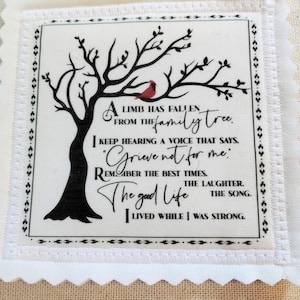 Handmade Memorial Patch: "A Limb Has Fallen" Fabric Applique