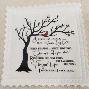 Handmade Memorial Patch: "A Limb Has Fallen" Fabric Applique