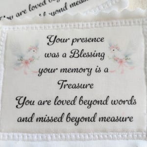 Handmade Memorial Sew On Patch: Memory Bear/Bunny/Dog/Pillow Fabric Patch