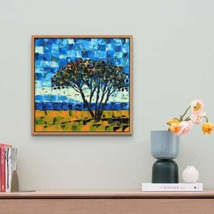 New Zealand Art, Christmas Tree, New Zealand Print, Original Print, Palette knife, Textured Landscape, New Zealand, Pohutukawa Tree, Flowers