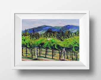 Palette Knife Vineyard Art Print: Napa Valley Landscape