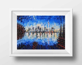 New Zealand Art, Auckland, Cityscape, New Zealand Print, Abstract Art, Contemporary Art, Landscape Print, Palette Knife, New Zealand