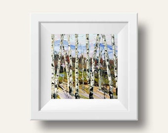 Lake Tahoe, Print, Tahoe Art, Tahoe, Birch Trees, South Lake Tahoe, Tahoe Painting, 8x8, 10x10, 12x12, Print, Winter, Mountains, Fall, Art