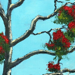 New Zealand Print, Fine Art, 11 x 14, Giclee, Oil Painting Palette Knife Landscape, Native Christmas tree, Pohutukawa, Artwork by Lisa Elley image 4