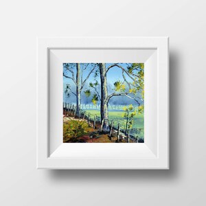 Neuseeland Bäume Druck, Gum Tree Art, 8x8, 10x10, 12x12 Signierter Kunstdruck von der preisgekrönten San Francisco und neuseeländischen Künstlerin Lisa Elley