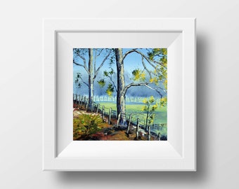 New Zealand Trees Print, Gum Tree Art,  8x8, 10x10, 12x12 Signed Art Print by Award Winning San Francisco and New Zealand Artist Lisa Elley