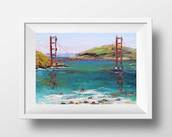 Golden Gate Bridge, San Francisco Art Print, Signed Giclee Fine Art Archival Open Edition Print, Original Oil Painting by Artist Lisa Elley