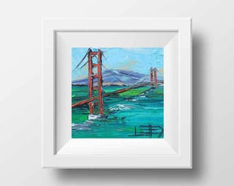 San Francisco Art, Golden Gate Bridge, California Art, California Landscape, Oil painting print, California Print, 8x8, San Francisco, Print