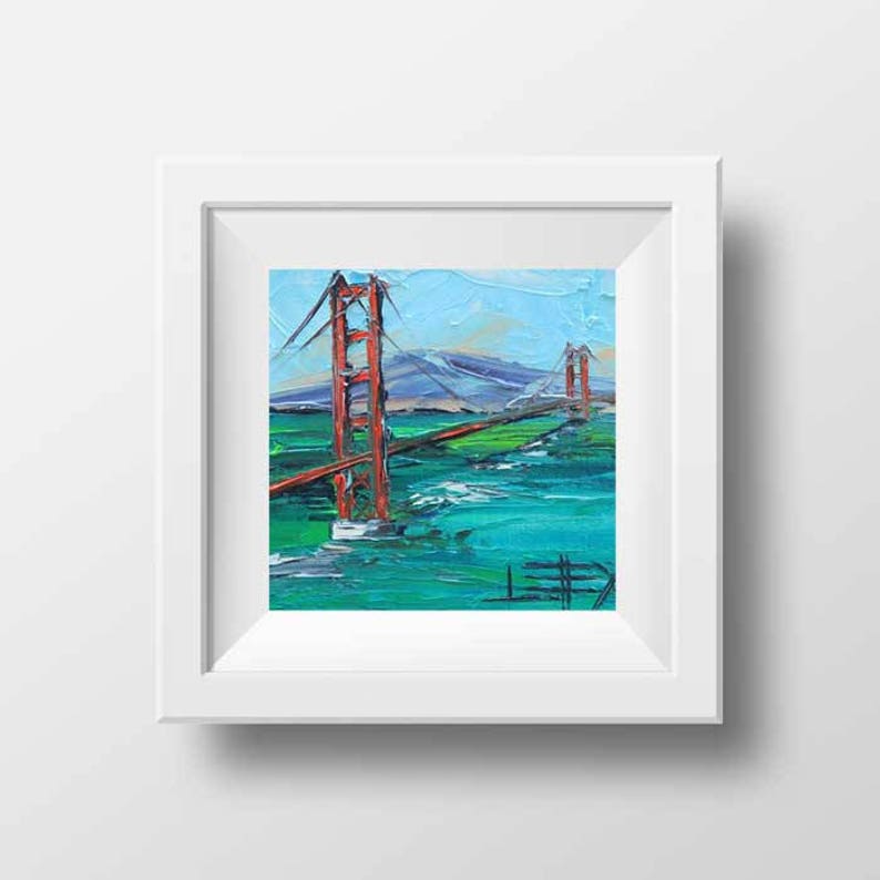 San Francisco Art, Golden Gate Bridge, California Art, California Landscape, Oil painting print, California Print, 8x8, San Francisco, Print image 1