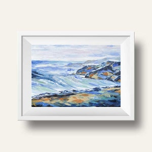 Abstract print, Misty morning, Coastal print, Blue ocean print, California, Coast, Beach print, Poster print, Print of California coast