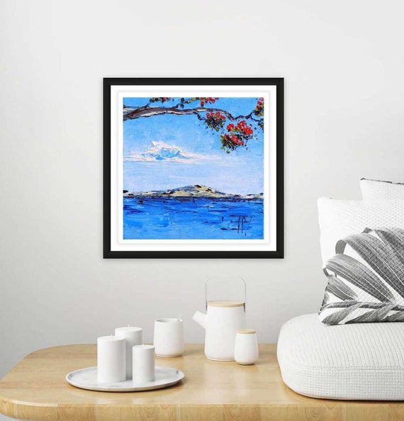 Rangitoto Island Art Print: Auckland, New Zealand, Pohutukawa Tree (8x8)