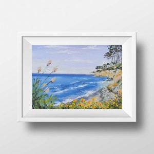 Capitola California Coastal Print: Textured Palette Knife Seascape