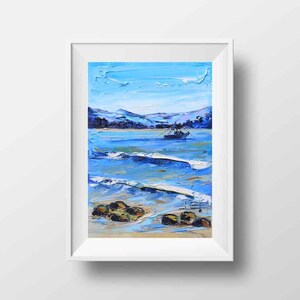 California Art, Giclee Print, Beach Decor, Santa Cruz, Pacific Coast, Monterey Bay, Original Modern Print by San Francisco Artist Lisa Elley