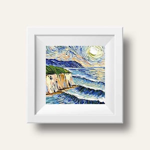 Van Gogh Art, Coastal Print, California Art, California Landscape, Oil painting print, California Print, 8x8, California, Coast Print
