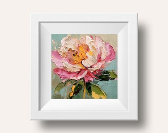 Peony Giclee Print: Pink Floral Fine Art, 8x8