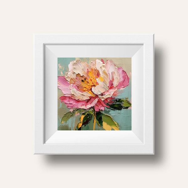 Peony Print, Pink Peonies, Floral Art, Flower Print, Pretty in Pink, Romantic Gift, Feminine Art, 8x8, Fine Art Print, Floral Giclee Print