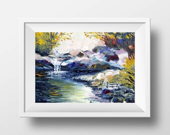 Landscape Print, Giclee Print, Forest  Decor, Fall Palette, New Zealand Art, 11x14, Original Artwork by San Francisco Artist Lisa Elley
