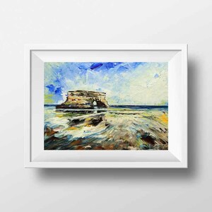 California Print, Beach Art, Coastal Decor, Natural Bridges, Santa Cruz, Monterey Bay, 11x14 Print, Palette Knife, Oil Painting Artwork