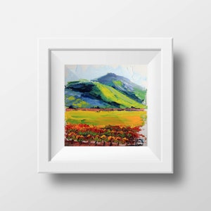 Napa Valley Print, Wine Country, Giclee, California Art, 10x10, 12x12, Colorful Fall Landscape, Palette Knife Artwork in Oil by Lisa Elley