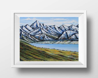 New Zealand Print, Mountain Landscape, Signed Archival Quality Open Edition Print, Original Oil Painting by Award Winning Artist Lisa Elley