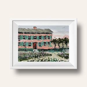 Art Print, Monet&#39;s Garden, Monet&#39;s House, Claude Monet, Giverny France, Monet Print, Monet,Fine Art Print of Original Painting by Lisa Elley