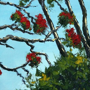 New Zealand Print, Fine Art, 11 x 14, Giclee, Oil Painting Palette Knife Landscape, Native Christmas tree, Pohutukawa, Artwork by Lisa Elley image 5