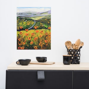 Póster de papel fotográfico, País del vino, Valle de Napa, Viñedos, Amapolas, Bodega, Arte de pared grande, Póster grande, Impresión de arte de vino, Arte de California
