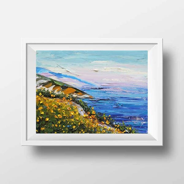 California Art, Big Sur, California, Big Sur Print, 8x10, 11x14, 12x16, Beach Art, Coastal, Artwork by San Francisco Bay artist Lisa Elley