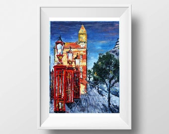 New Zealand Print, Auckland, Quay St, Ferry Building, Aotearoa, Palette Knife Art, Landscape, Textured Oil Canvas Art Modern Home Decor