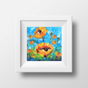 Flower Print, Poppy, Poppies, Poppy Print, Giclee, Flowers, Floral Print, Floral, Flower Art, 10x10, 12x12, Signed Print of Oil Painting