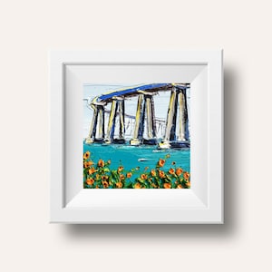San Diego Art, San Diego Print, California Art, California Landscape, Oil painting print, California Print, 8x8, San Diego, Coronado Bridge