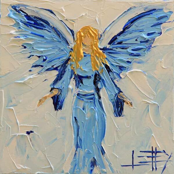 Angel Art, Angel Painting, Religious Art, Christian Art, Angels, Oil Painting, Palette Knife, 10x10, Angel Artwork, Religious Artwork