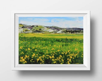 California Print, Half Moon Bay Print, Giclee Print, San Francisco, Pacific Highway, 8x10, 13x19, 11x14, California Landscape, Palette Knif