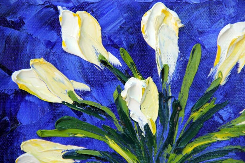 Blue Tulips Fine Art Print, Colorful Flowers Fine Archival Giclee Open Edition Print, Original Painting by Award Winning Artist Lisa Elley image 5