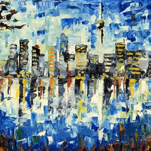 New Zealand Print, Auckland, Abstract Art, Cityscape, Landscape, Original Giclee of Palette Knife Painting in Oil by Artist Lisa Elley image 2