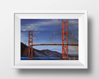 Golden Gate Bridge, San Francisco Art Print, Signed Fine Art Archival Giclee Open Edition Print, Original Oil Painting by Artist Lisa Elley