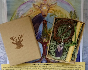 Deer Medicine Pendant & Art Print Gift Set