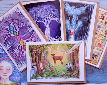 Maple and the Crystal Cavern Card Pack, Pack of 5, Greetings Cards, Crystal Tree, Forest, Nature,Mushroom, Owl, Woodland, Book Illustrations