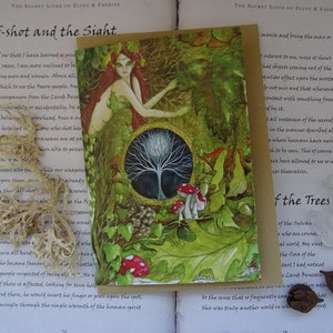 Déesse verte, carte de voeux, carte de déesse, carte païenne, forêt, champignon vénéneux, champignon, déesse verte, forêt, déesse, nature, lune