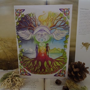 May include: A colorful illustration of a tree with roots, branches, and leaves. The tree is surrounded by a rainbow and has a pair of wings. The tree is a symbol of the guardians of the trees. The text "Guardians of the Trees" is written at the bottom of the image.