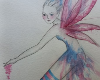 Pink Fairy ~ Original Watercolour Painting