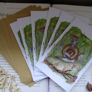 Cartes de mariage, lot de 6, cartes de remerciement, Je viens de vous marier, carte pour petit papier, mariage, forêt, forêt, nature, fées, fleurs, champignon vénéneux