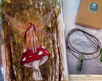 Woodland Wish Art Print and Prehnite Pendant Set - Connect with Faeries