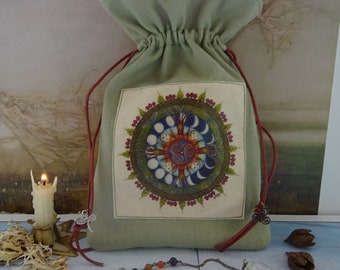 Wood Wide Web Mandala Tarot Card Bag ~ Purple Hemp/Organic Cotton Sustainable Fabric