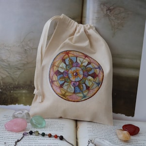 Borsa per tarocchi, borsa per tarocchi in cotone, mandala, yin yang, fiore, natura, borsa per tarocchi, borsa per oracoli, mandala Lifeline