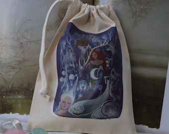 The Silver Wheel Tarot Card Bag/ Crystal Pouch