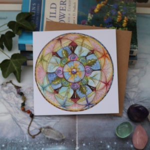 Carte carrée mandala bouée de sauvetage, Mandala, Yin Yang, Celtique, Art spirituel, Nature, Spirale, Arbre, Fleur