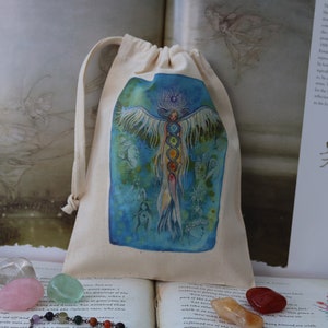 Borsa per tarocchi, borsa per tarocchi in cotone, arte spirituale, chakra, angelo, borsa per tarocchi, borsa per oracoli, trasformazioni
